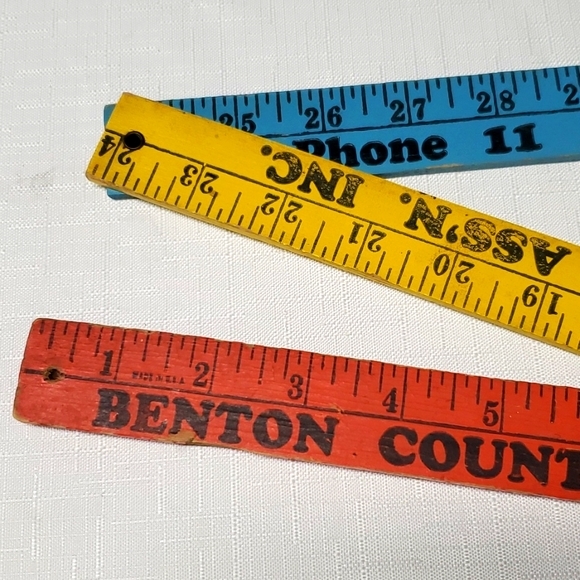 Wood Folding Ruler VTG  Advertising Farm Bureau Co-op Phone Rustic Primitive - Picture 4 of 13